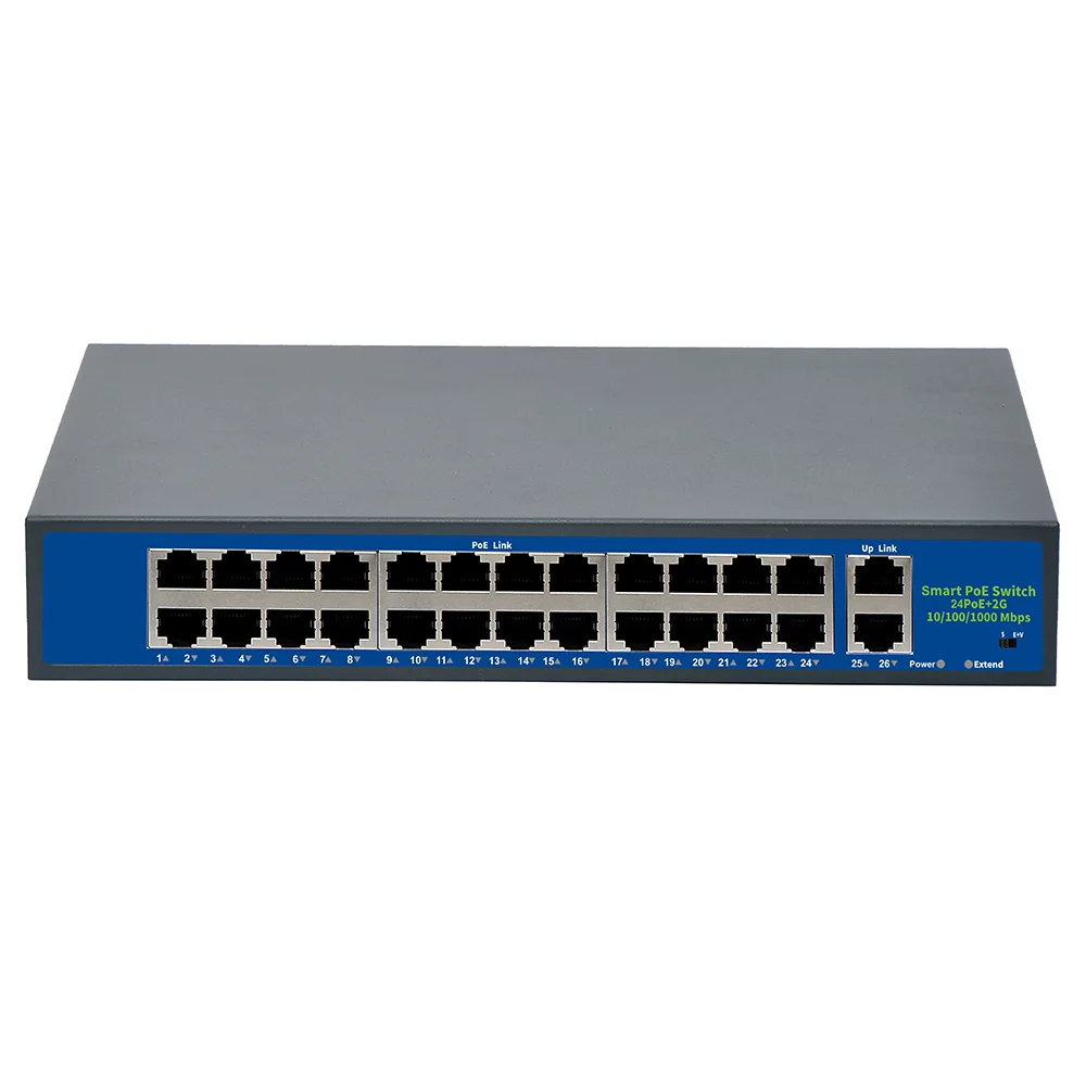 24 Порты и разъёмы коммутатор питания через Ethernet, 2 Uplink порт Gigabit Ethernet, 400W 802.3af/at, неуправляемый Plug& Play PoE+ переключатель