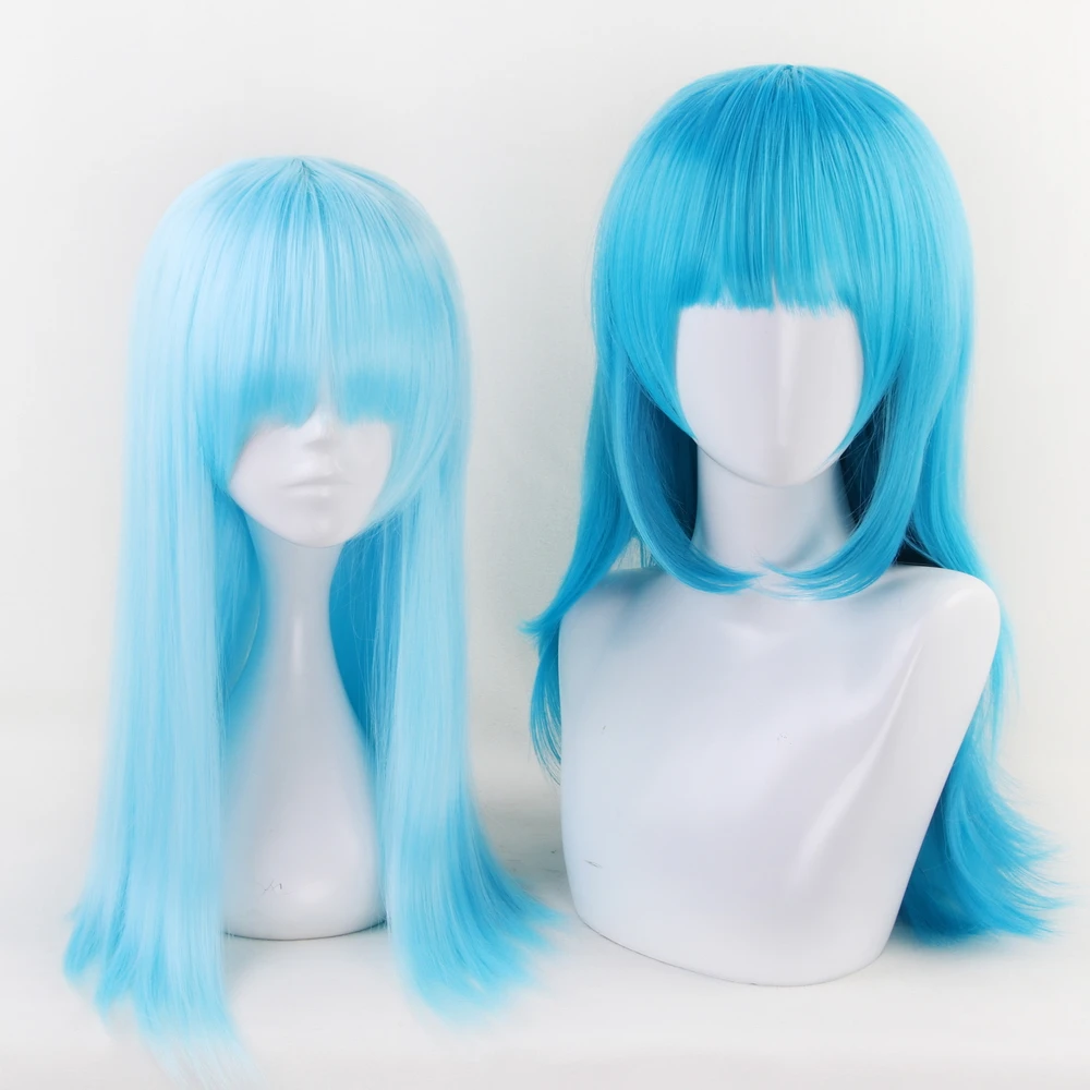 

Aotu World lemon Blue Long Straight Wig Cosplay Costume Women Synthetic Hair Halloween Costume Party Wigs With bangs