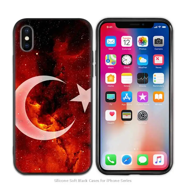 Turkey Turkish Flag Black Scrub Anti-knock TPU Silicone Case Cover for iPhone X XS XR XS 11 11Pro Max 7 8 6 6S 5 5S SE Plus - Цвет: A003