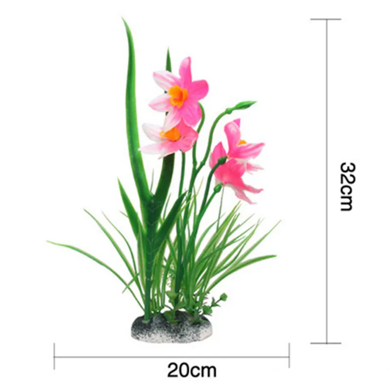 1 шт., пластиковые аквариумные растения, украшение для аквариума, искусственные растения, трава, аквариум, искусственные растения, цветок, Высота 13-28 см - Цвет: j-pink flower