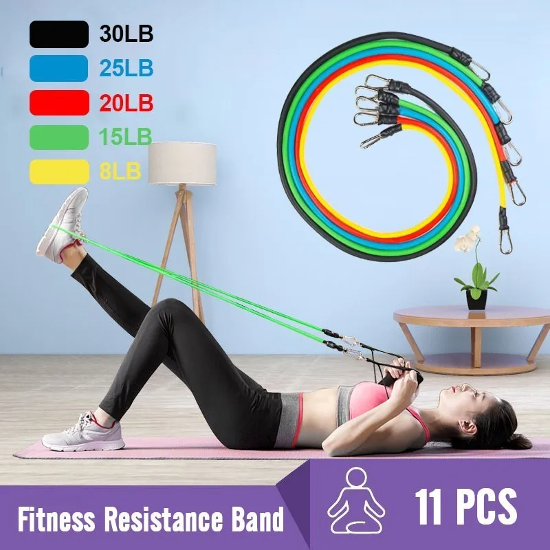 <+> Yoga Pull Rope 11 ШТ. / ЛОТ Фитнес-Упражнения Ленты Сопротивления Латексные Трубки Педаль Excerciser ✔