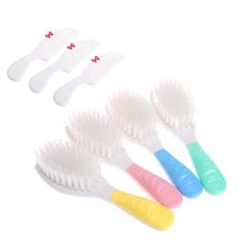 

YAS 2PCS/SET Colorful Baby Comb Brush Set Portable Soft Newborn Baby Infant Hair Brush Comb Hairbrush Set Head Massager Kid Care