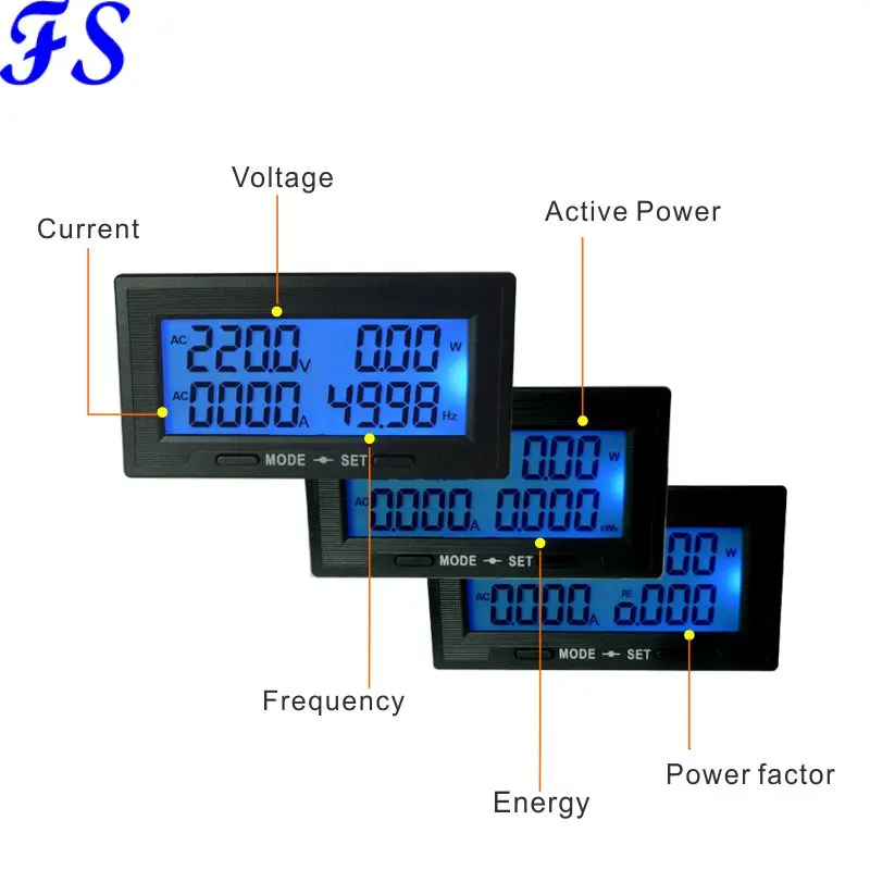 YB5142DM AC 20A 100A 200A 500A PF метр ЖК-цифровой вольтметр Амперметр переменного тока напряжение тока измеритель частоты энергии тестер переменного тока 0-500 В