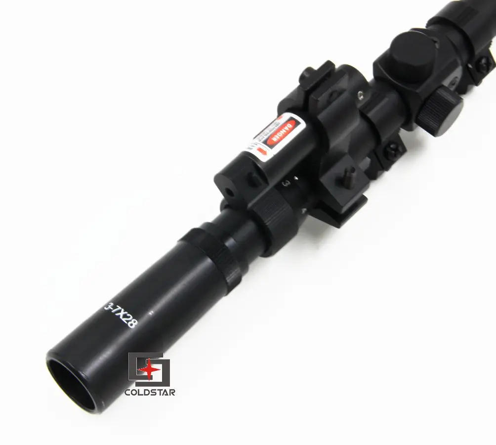 

Air Gun Rifle 3-7X28 Optics Cross Reticle Scope + 20mm Rail Mounts + Weapon Rilfe Red Dot Laser Sight For Hunting Weapon rifle