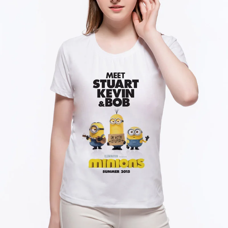 Cartoon Minion Women T Shirts Kawaii Short Sleeve Minion New Fashion Tops Tee Lady T-Shirts 18N-25#