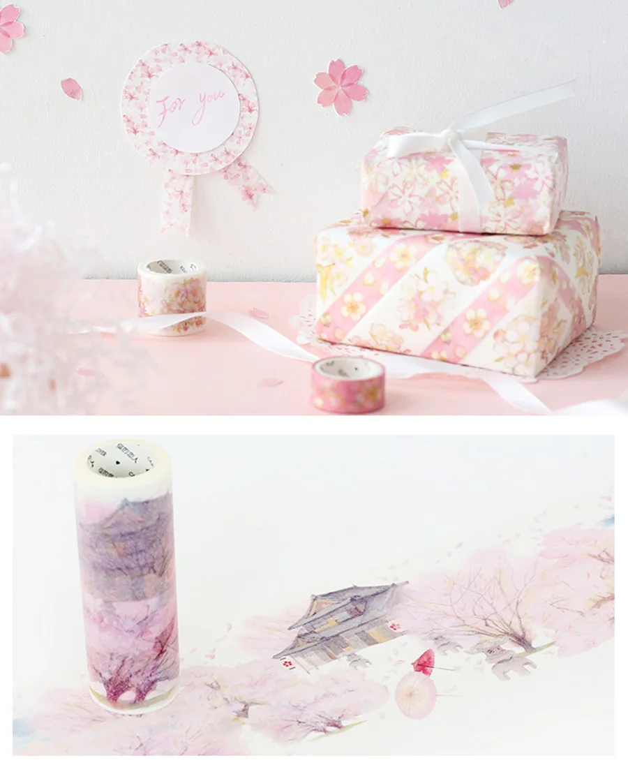 1X романтическая серия cherry blossom DIY декоративная маскирующая лента kawaii васи лента канцелярская офисная клейкая лента этикетка наклейка