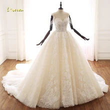 Loverxu Vestido De Noiva милое бальное платье Свадебные платья эффектное с открытой спинкой и аппликацией бисерное кружевное винтажное свадебное платье