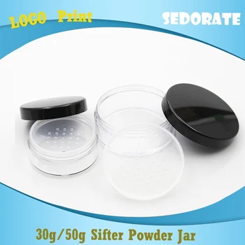 

Sedorate 30 pcs/Lot Clear Jar With Black Lid 30G 50G Cosmetic Powder Jars With Sifter Plastic Round Case Containers JXW004