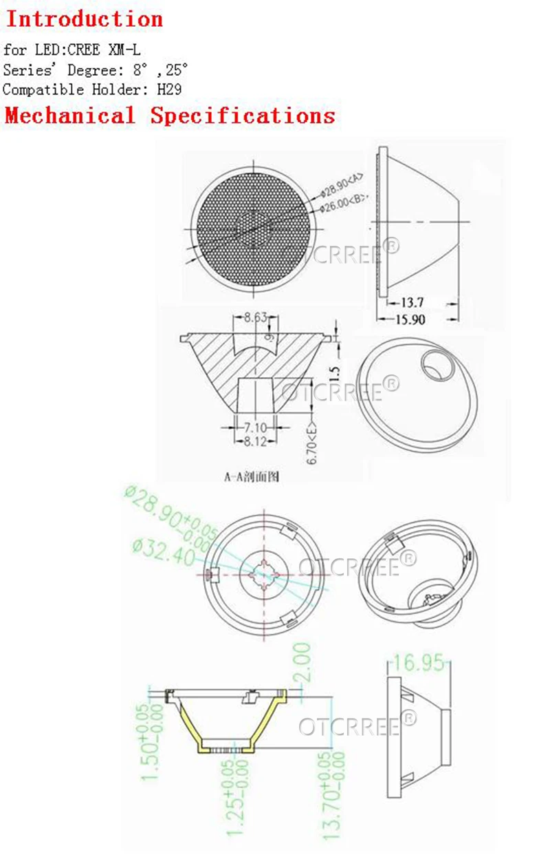 1 шт. CREE XML T6 XHP50.2 XHP70.2 XHP50 XHP70 MK-R MKR 5050 7070 Led объектив оптического класса PMMA Led объектив 32 мм рефлекторный коллиматор