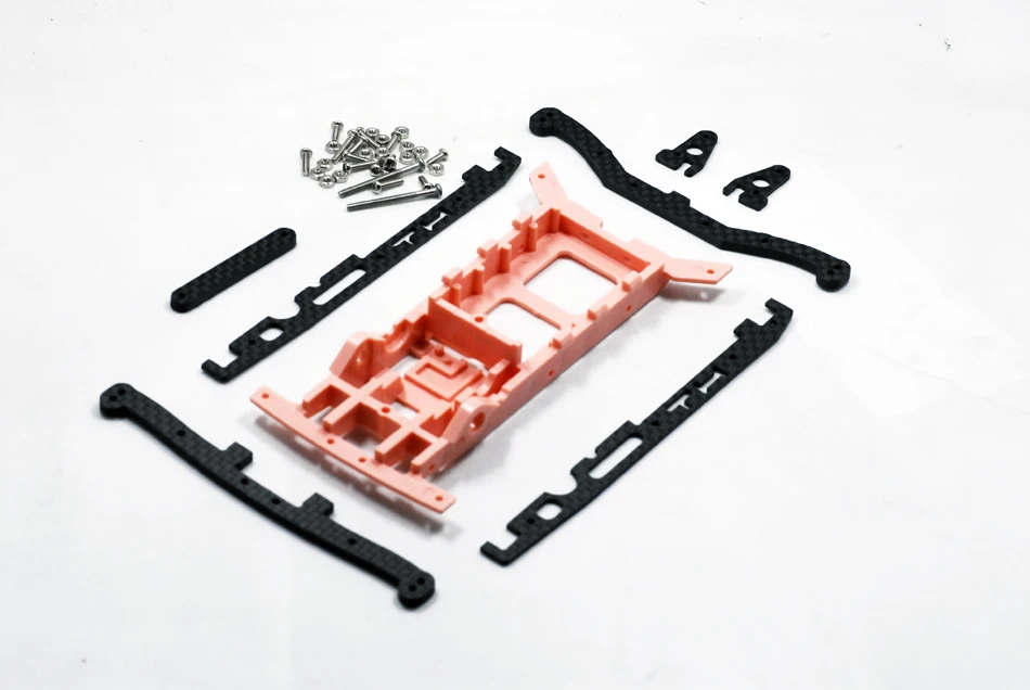 

1 Set Carbon Fiber Frame Front Rear Wing S-NBT Three-wheel Kit With Color Chassis 2019 version Parts for Mini 4WD Car Model