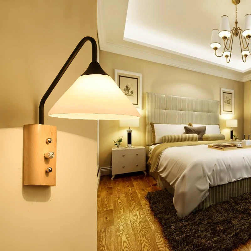 

The New Creative Wood Art Lamp LED Wall Light Indoor Lighting Modern Nordic Household Bedroom Lights Aisle/Bedside/Staircase E27