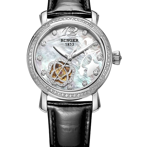Швейцарские часы Бингер женские модные роскошные часы с кожаным ремешком автоматические механические наручные часы B-1132L-5 - Цвет ремешка: Item 2