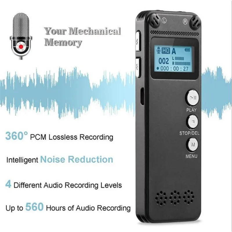 Интеллектуальный рекордер уменьшения шума 8GB записывающая ручка MP3 музыкальный плеер с 3,5 мм наушником микрофонным разъемом 13 часов время записи
