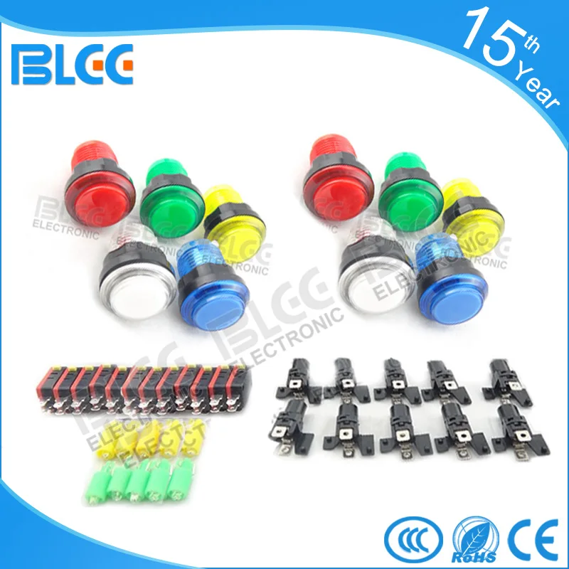 

10x 32mm LED Light Illuminated Push Button with Micro Switch 8Liner Cherry Master Arcade DIY kits Parts JAMMA machine