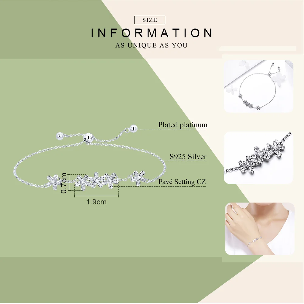 Kopen Bamoer Echt 925 Sterling Zilver Lichtgevende Daisy Bloem Vrouwen Armbanden Clear Cz Mode Armband Sieraden Maken Gift SCB084