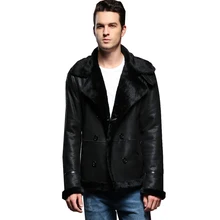 Нормальная Толстая Мягкая Натуральная овечья шерсть, мужская повседневная водолазка, пальто из натуральной овечьей шерсти, мужская зимняя куртка, теплая меховая верхняя одежда