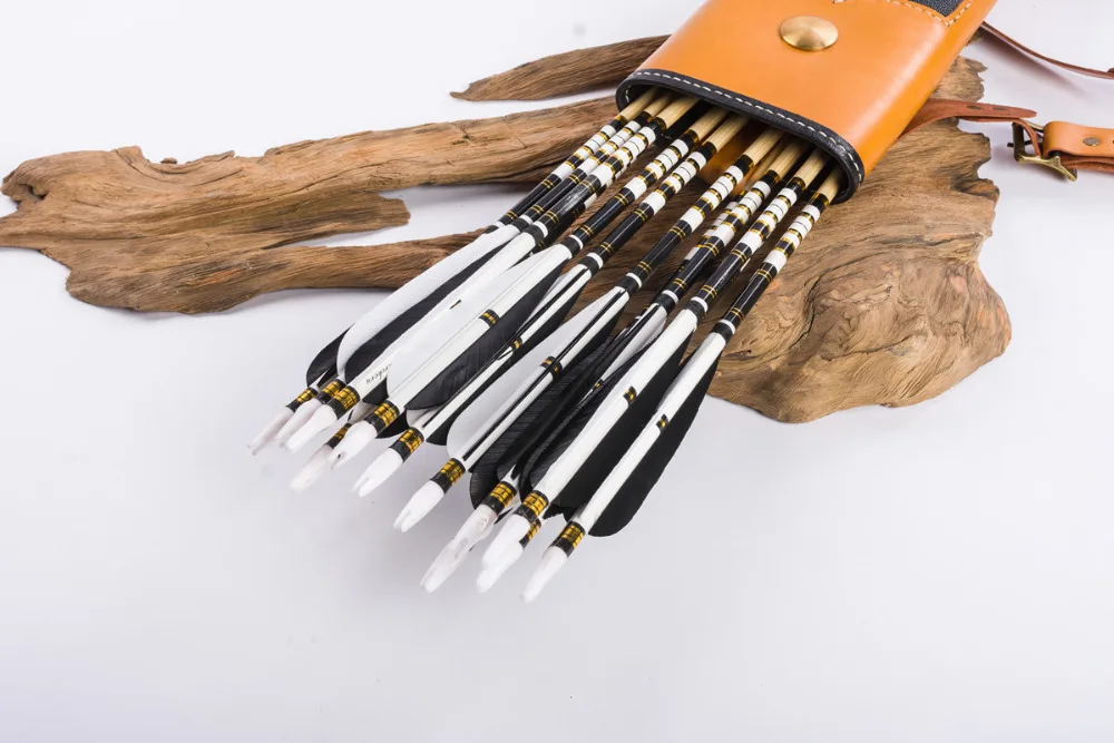 

12x Handmade Wooden Arrows Turkey feathers for 25-50lbs Longbow Recurve Bow Hunting Archery for 80cm Length with High Quality