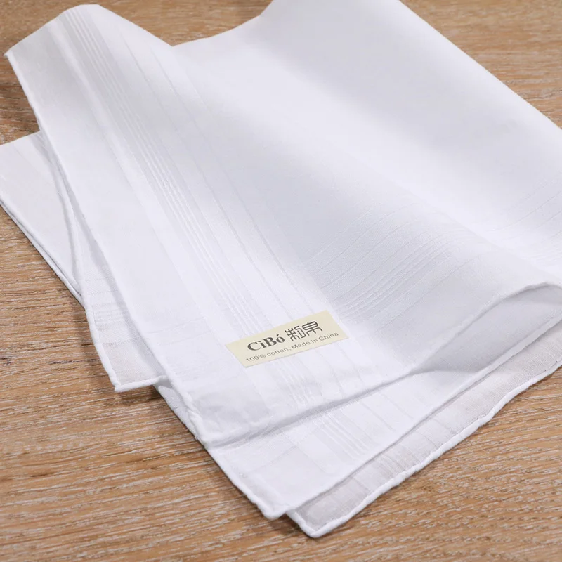 classic men's 100 cotton satin banded handkerchief with hand rolled edge size 17"x 17"in