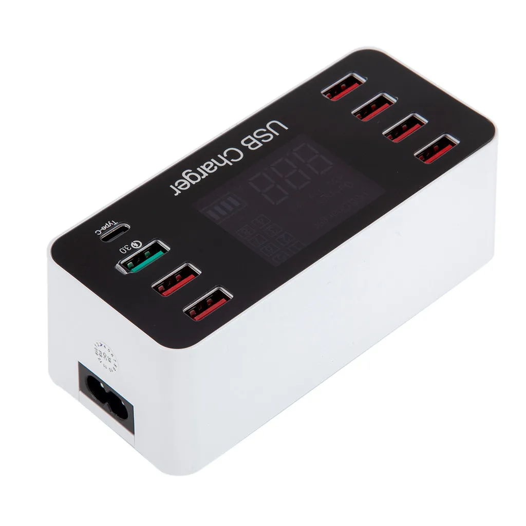 CARPRIE usb-хаб с адаптером питания 8 портов USB зарядное устройство Быстрая зарядка концентратор+ type-C Быстрая зарядка 40 Вт QC 3,0 светодиодный дисплей с австралийской вилкой