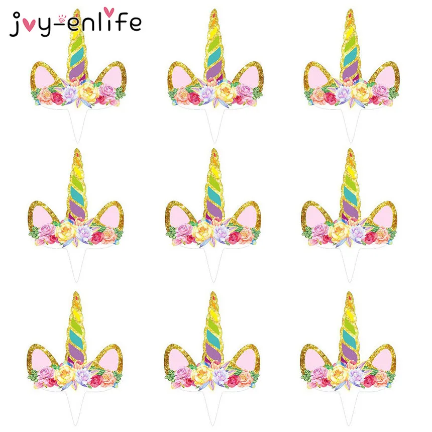 JOY-ENLIFE 12 шт. Единорог торт, топперы, капкейки Беби Шауэр детский Декор для вечеринки в честь Дня Рождения Festa вечерние украшения свадебные принадлежности