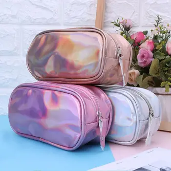 

Fashion Hologram Holographic Laser Bag Makeup Cosmetic Bags Pencil Case Handbag PU Leather
