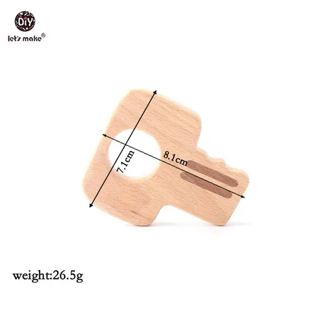 Let's Make 1PC Baby Teether Animal Wood Rings Elephant Camera Heart BPA Free Wooden Teether Nursing Accessorie Teething Toys key