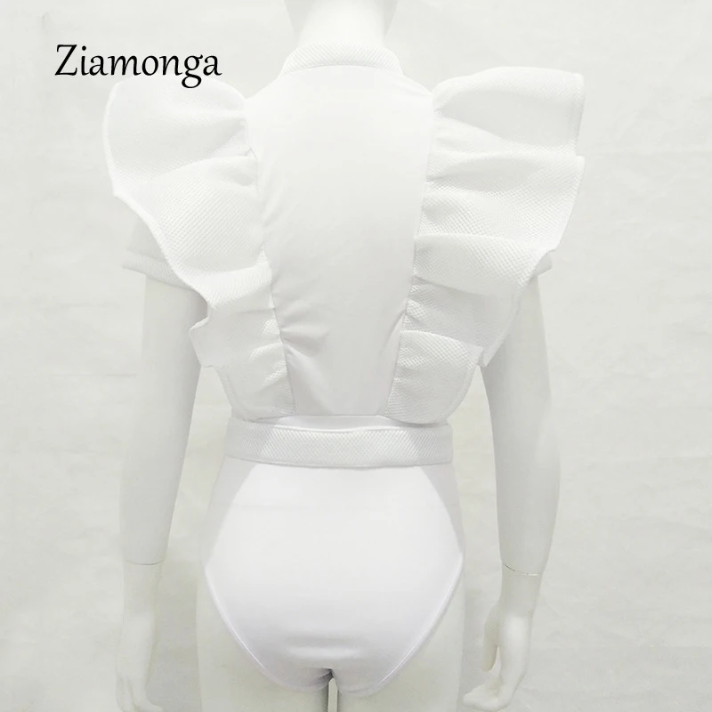 Ziamonga, Элегантная блузка с оборками, повседневная, Пляжная, Blusas, боди, рубашка, женский костюм, бодикон, боди, сексуальный, Mujer Camisas