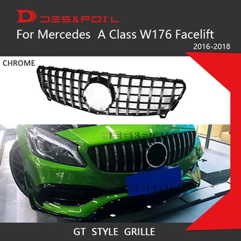 

For Mercedes A Class W176 Facelift GT Grille Vertical Style Front Bumper Racing Grill 2016-2018 ABS Material Car Styling