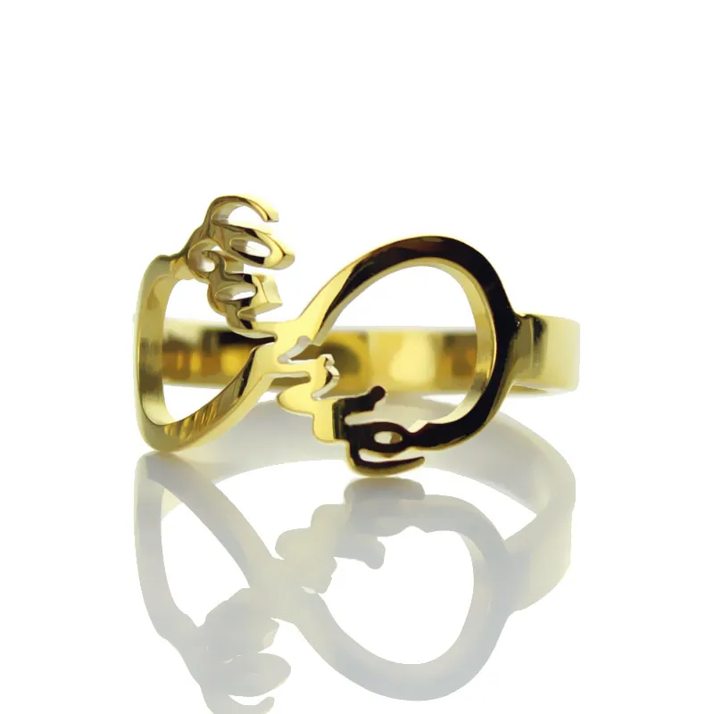 

AILIN Freeshipping--Carrie Style Infinity Name Ring Personalized Gold Color Name Ring with Infinity Symbol Ring