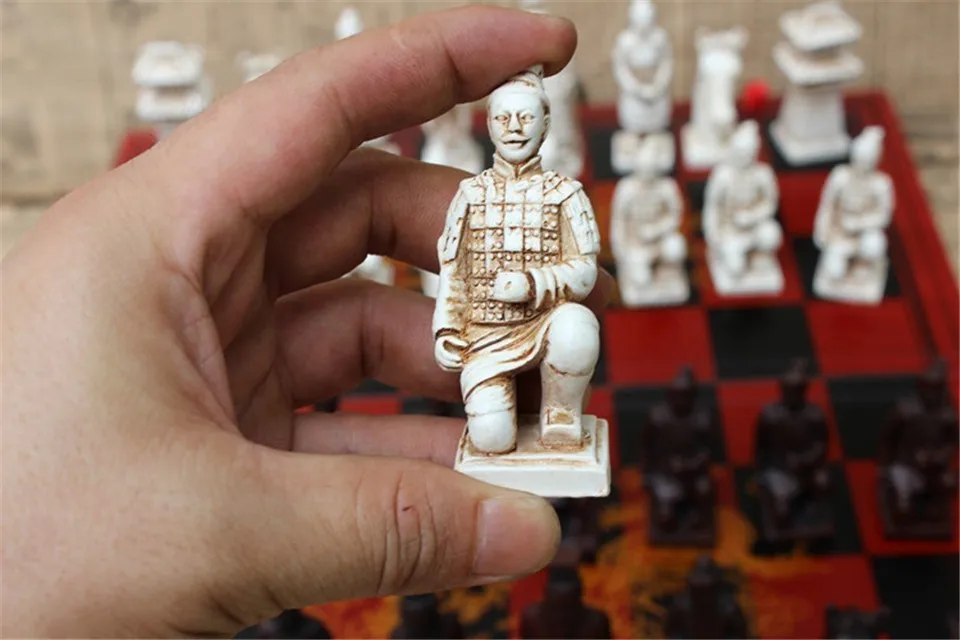 Yernea античные шахматы Трехмерные супер большие шахматы деревянные складные шахматные доски терракотовые воины фигурки