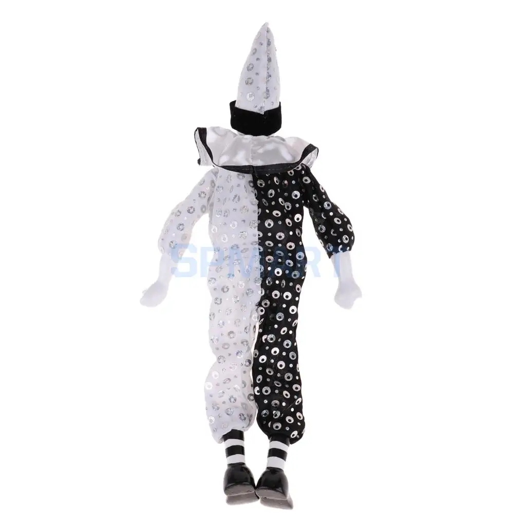 38cm 15 inch Adorable Porcelain Hanging Foot Clown Doll Harlequin Doll Circus Props Festival Gift Home Office Ornaments