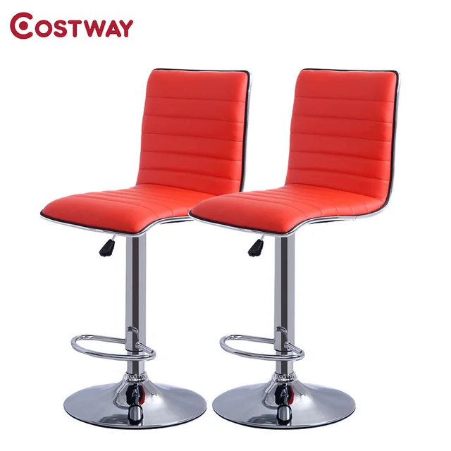 Costway 2pcs Red Pu Leather Modern Adjule Bar Stool Swivel Chair Costway 2pcs Red Pu Leather Modern Adjule Bar Stool Swivel Chair Commercial Furniture Tool Hw50134