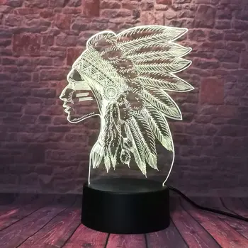 

Luminous India People Model Decoration 3D Illusion Led Lamp 7 Color3 Changing Nightlight Flashing India Figure Toys