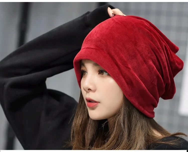 Autumn And Winter New Pattern Lint Head Cap Korean Solid Heap Hat Concise Leisure Time Earmuffs Baotou Confinement Hat