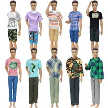 Модный кукольный наряд ручной работы для мальчиков, мужской костюм с изображением куклы Барби, друга Кена, футболка Повседневная одежда, штаны, одежда, аксессуары, игрушка