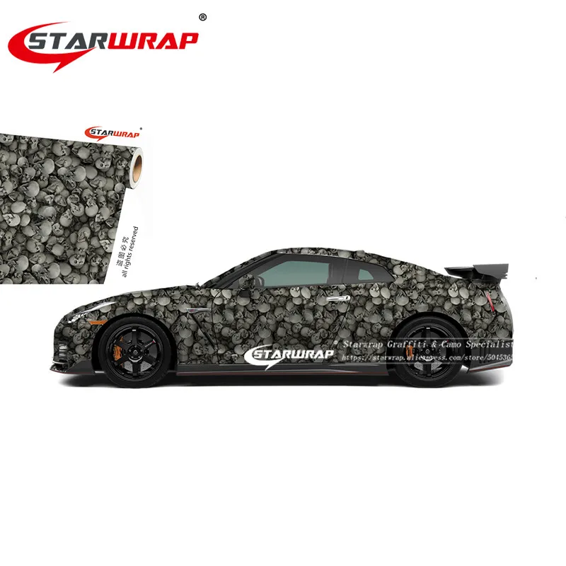 

Starwrap Car Wrap Scary Graffiti Skull Sticker Camo Sticker Bomb Vinyl Film Skull Car Motorcycle Mirror Roof Hood Decal Film