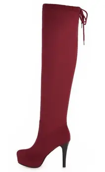 

Sapato Feminino Woman Knee High Boots Autumn Thin High Heels Platform Gladiator Shoes Lace Up Booties Chaussures Femme XZ181262