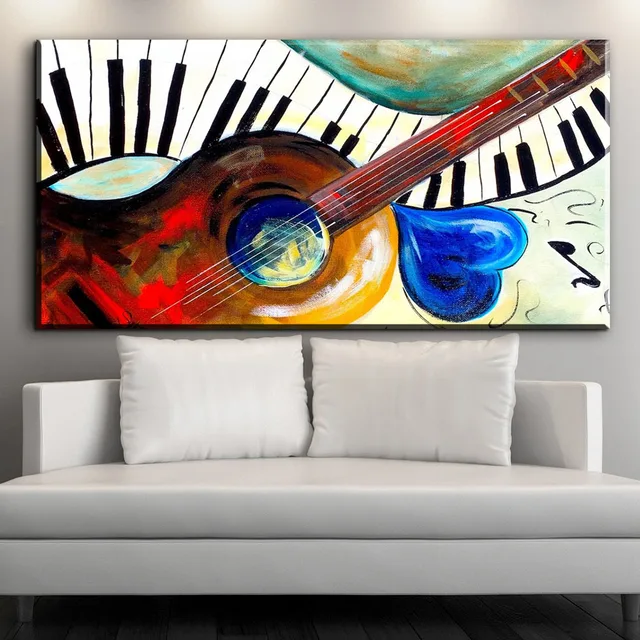 ZZ1048 moderno abstrato da música arte colorido guitarra