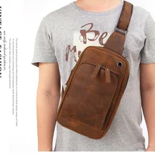 Деловая повседневная мужская сумка из натуральной кожи на груди первый слой кожаная сумка через плечо модная мужская кожаная спортивная сумка