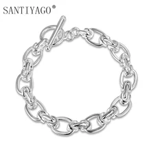 Серебряный платформенный браслет женский ручной браслет цепочка звено браслеты День матери подарок звенья цепи браслет ювелирные изделия