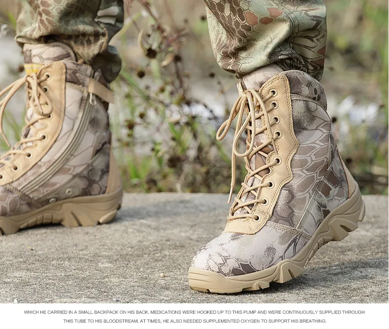 Мужская походная Уличная обувь; Водонепроницаемая камуфляжная обувь на молнии; военные тактические армейские ботинки; мужские походные кемпинговые кроссовки для скалолазания - Цвет: sandy high