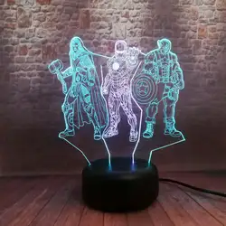 Фигурка железного человека Marvel Модель 3D ночник светодиодный 7 смешанных цветов изменить свет Мстители конец игры Тор Капитан Америка figuas
