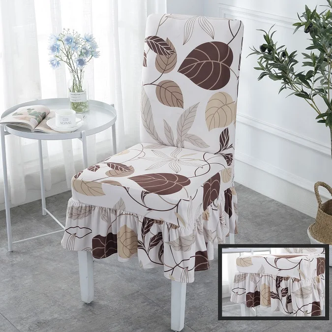 Чехлы для обеденных стульев с рисунком для домашнего использования, спандекс для защиты стульев от пятен и грязи - Цвет: Ruched Chair Cover03