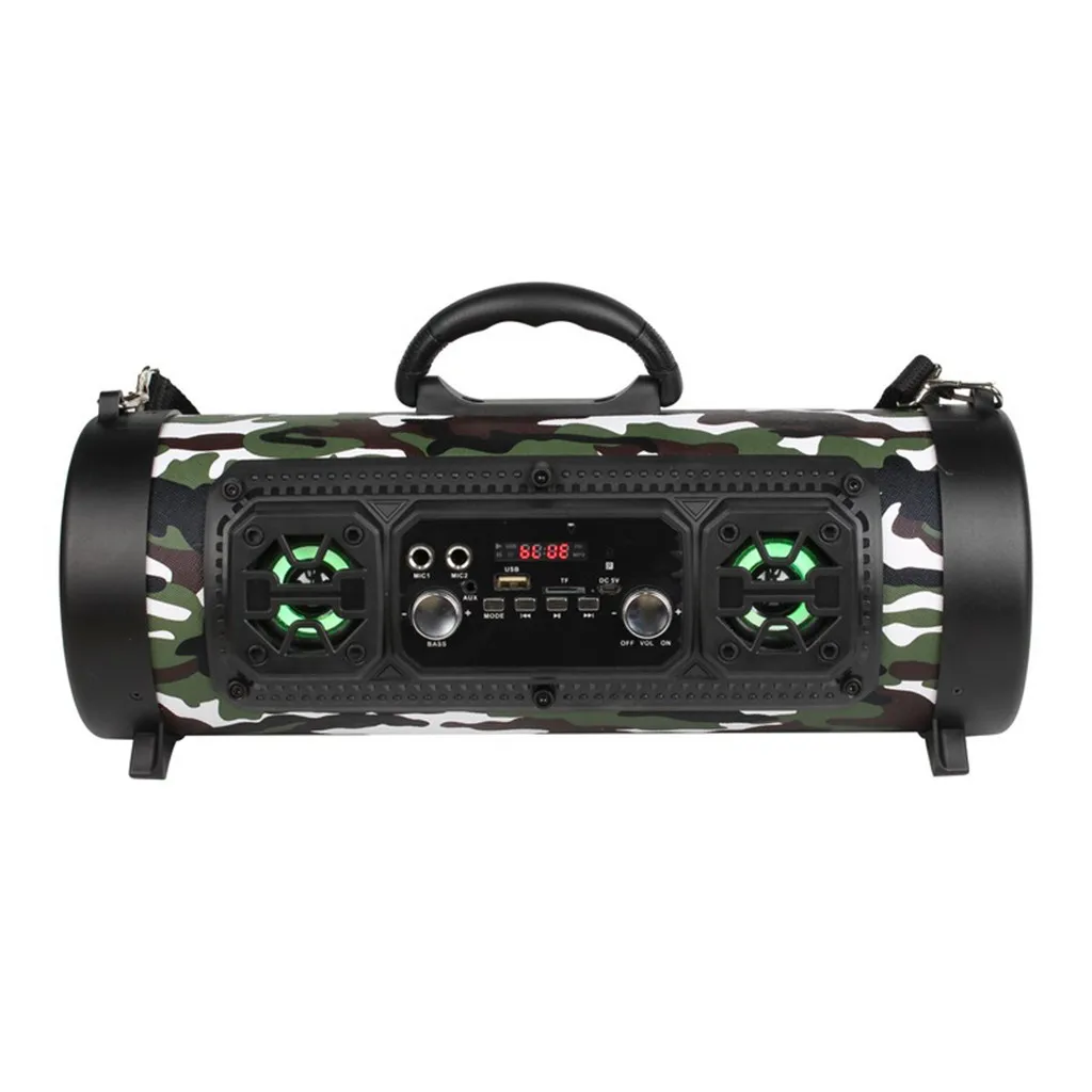 

2019 New Outdoor Portable Bluetooth Speaker Subwoofer MultiFunction Card Microphone Sound With colorful LED light wireless