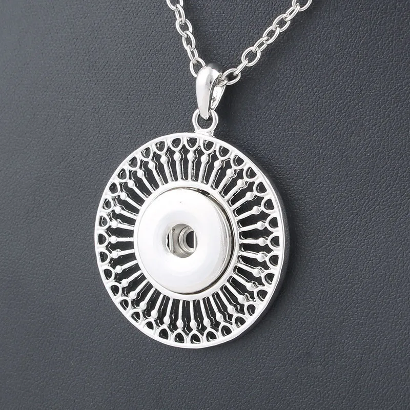New Round Alloy 18mm Snap Button Pendant Necklace Gold Silver Color