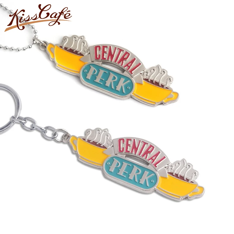 

1pcs Coffee Keyring Friends TV Show Jewelry Central Perk Coffee Time Pendant Key Ring KeyChain For Good Friend's Gift