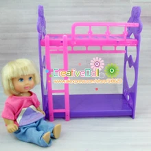 Забавные игрушки для маленьких девочек игровой дом игрушки platic двухъярусная кровать для мини кукольный дом для Барби Кукла Келли куклы