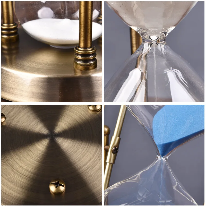 Creative metal Colorful Hourglass Sandglass Sand Clock Timers Wooden Frame Creative Gift Modern Home Decorations Ornaments