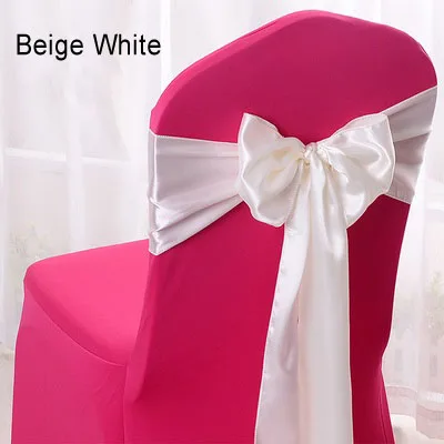 Дешевые 100 шт./лот " x 110" атласная ткань галстук-бабочка стул пояс для украшения свадебной вечеринки отель банкет стул декор красный/синий/фиолетовый - Цвет: beige white