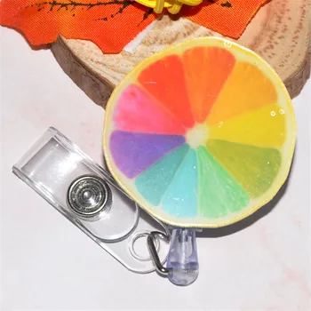 

1PC Cartoon fruit Retractable Pull Badge Reel ID Lanyard Name Tag Card Badge Holder Reels doctor nurse supplies